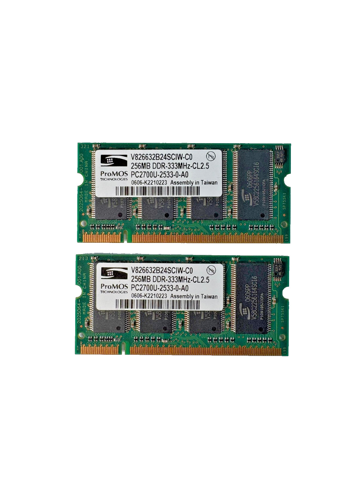 ProMOS RAM • 2x 256MB DDR-333MHz • PC2700U- SO-DIMM  V826632B24SCIW-CO