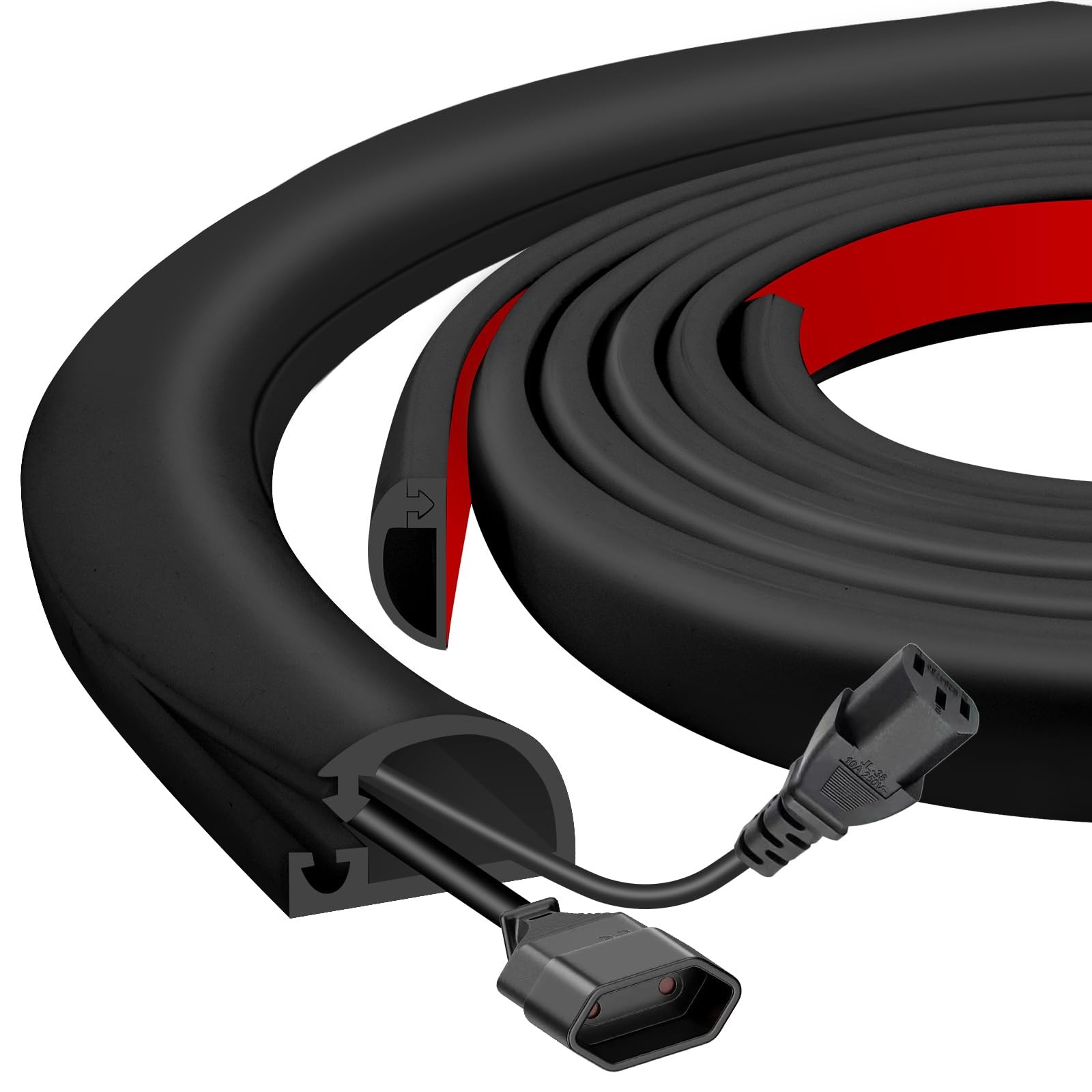 Silicone Wall Wire Hider Side Open Covers Cords Wall 10' Self-Adhesive TV Wire