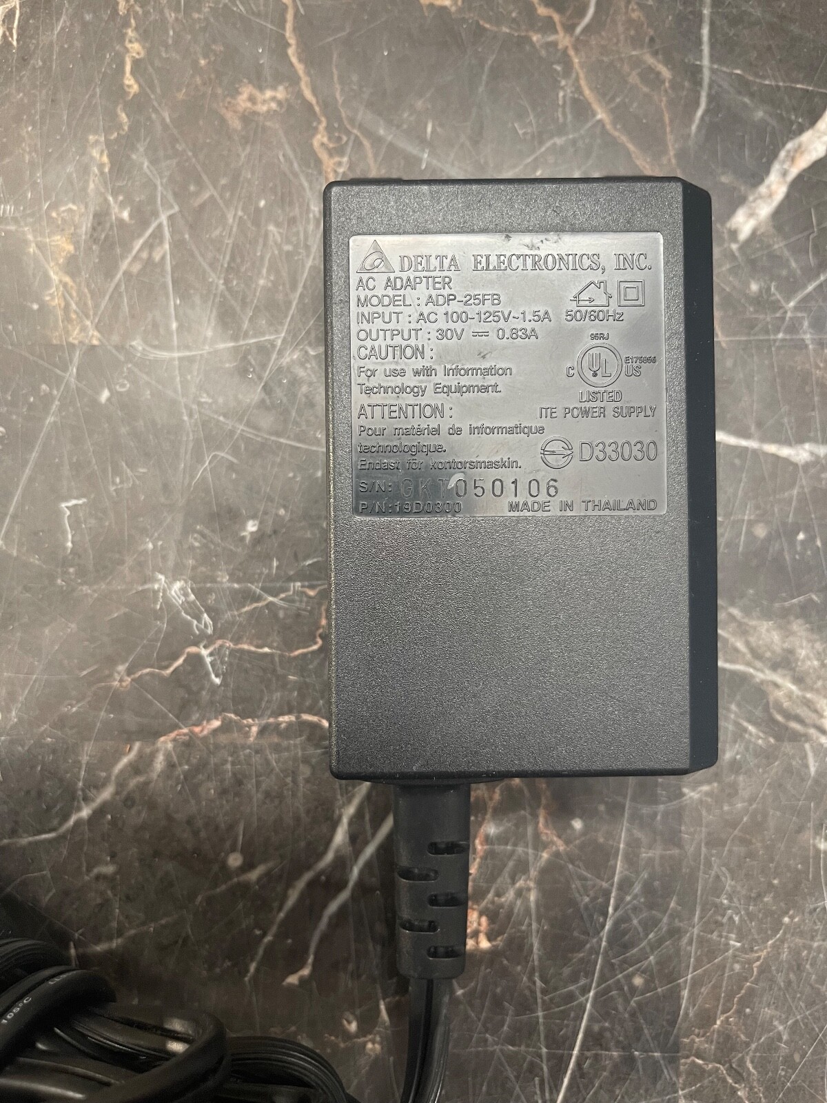 Delta Electronics ADP-25FB Printer AC Adapter 30V 0.83A for Dell/Lexmark- OEM