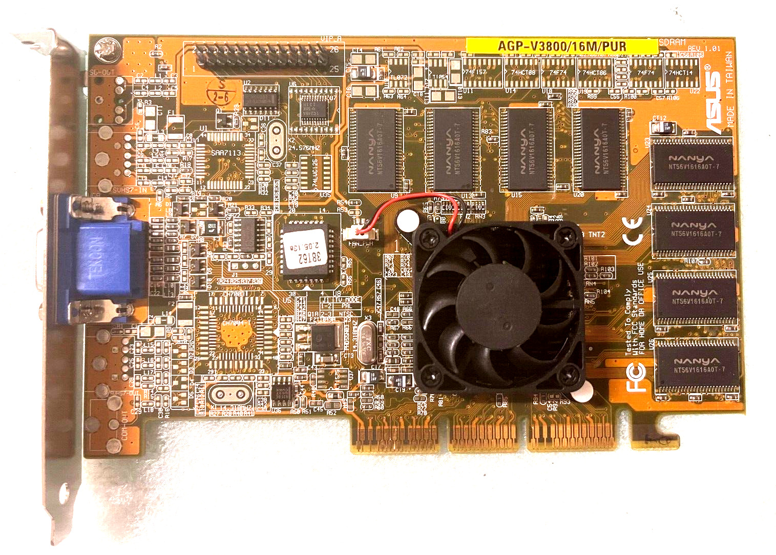 RARE ASUS AGP-V3800/16M PURE NVIDIA RIVA TNT2 AGP VGA CARD VGA ONLY MXB102