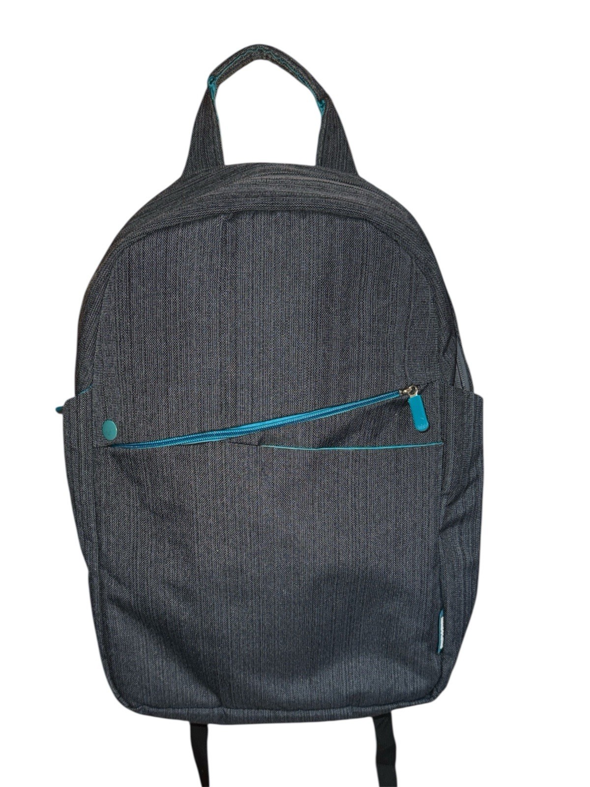 Gray Laptop Backpack 17.5” • Padded Compartment • Turquoise Interior