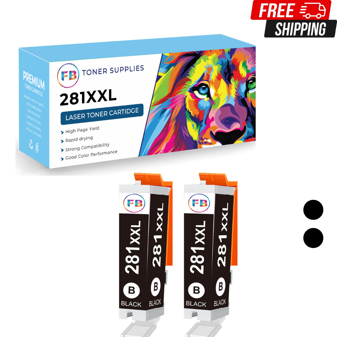 2x Black PGI-280XXL CLI-281XXL Ink Cartridges for Canon PIXMA TS6120 TS6220 TS81