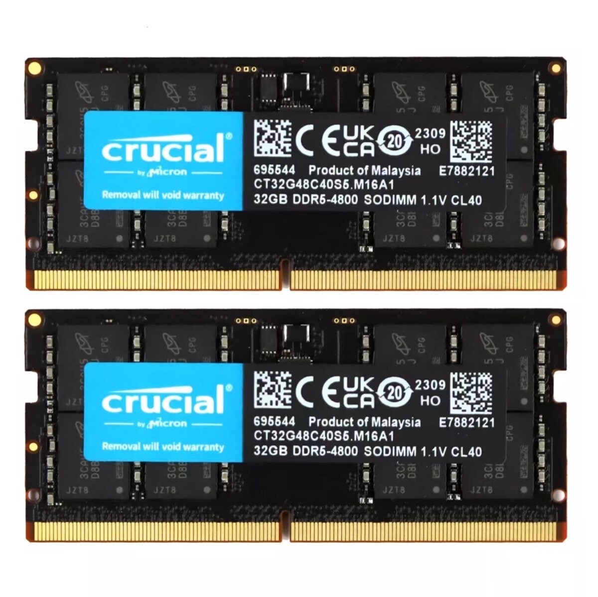 Crucial 64GB 2X32GB DDR5 4800MHZ PC5-38400 Laptop SODIMM Memory Ram CT32G48C40S5