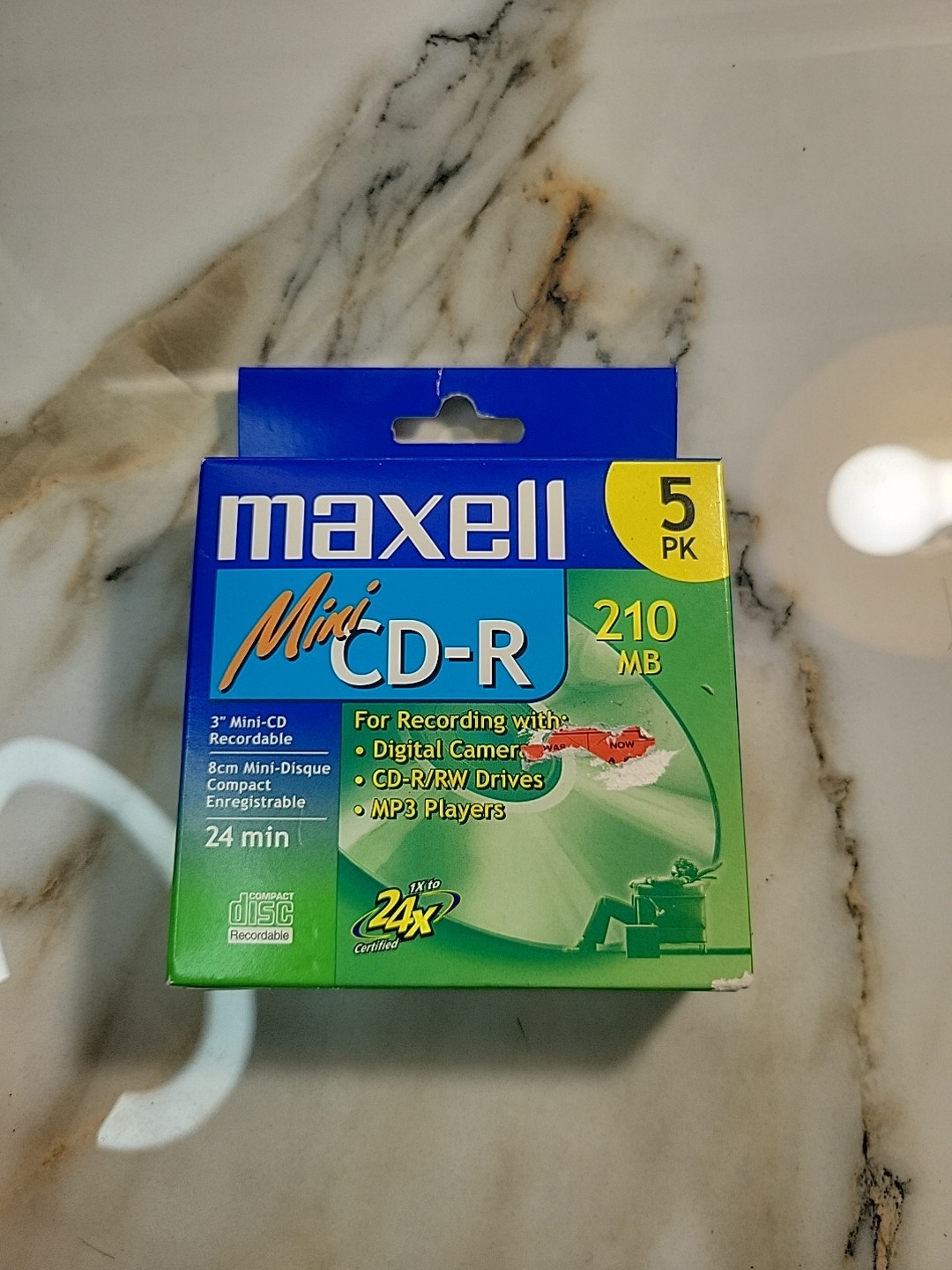 5 Pack Maxell Mini CD-R 210 MB 24 Min NEW 