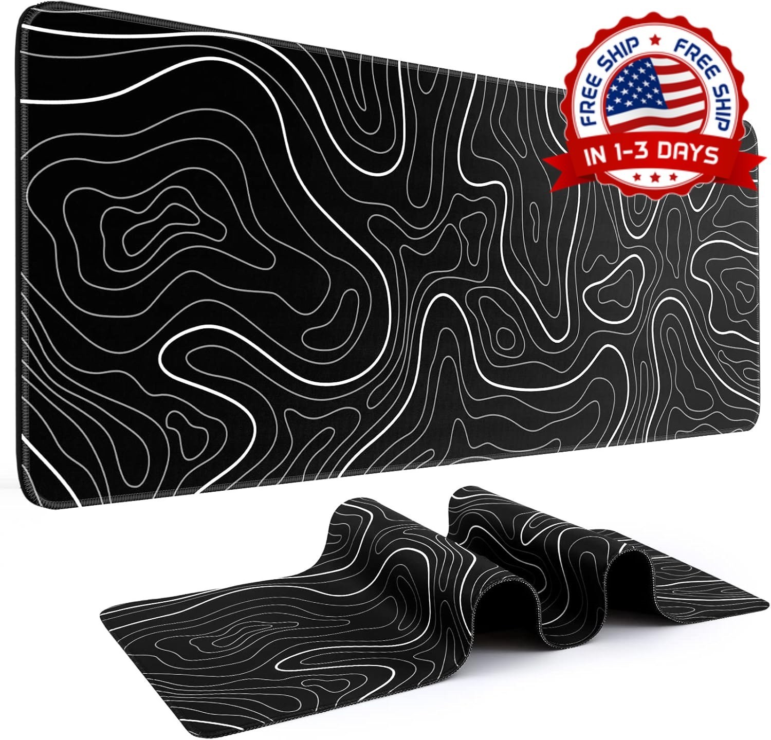Alfombrilla de Raton para Gaming Negra con Lineas de 31.5x11.8in Oficina Hogar