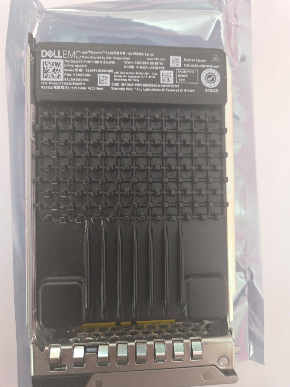 MJ37V DELL 800GB Enterprise NVMe Write Intensive U2 PCI4 P5800X Lightly used 100