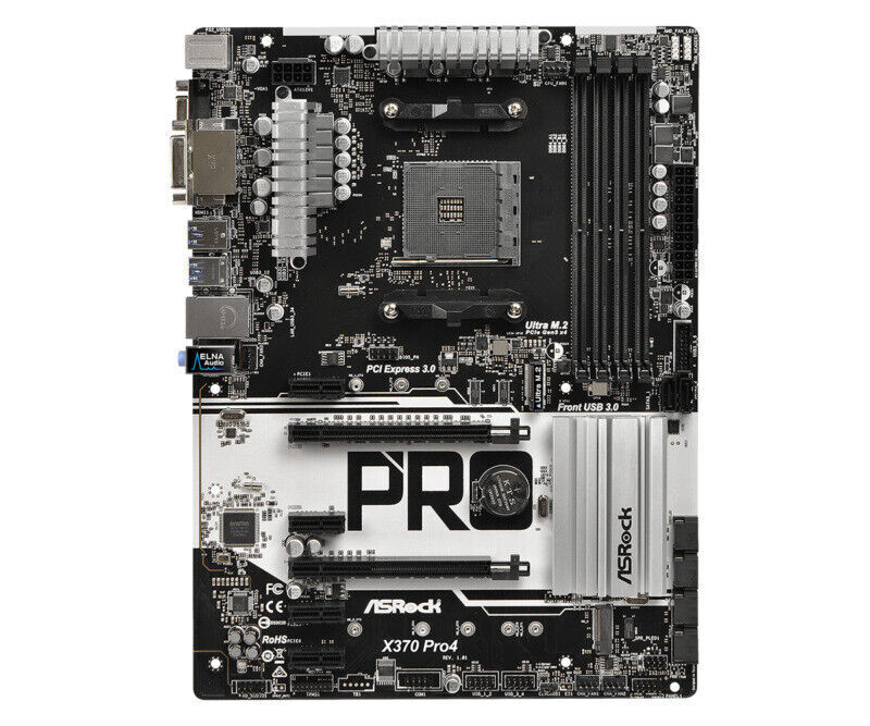 ASRock X370 Pro4 Motherboard AMD X370 Socket AM4 4 x DDR4 M.2 ATX D-Sub DVI-D