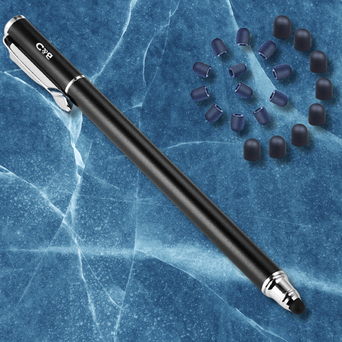 Touch Screen Pen 2 in 1 Stylus Tablet Smartphone Rubber Tip 20 Replacement Tips