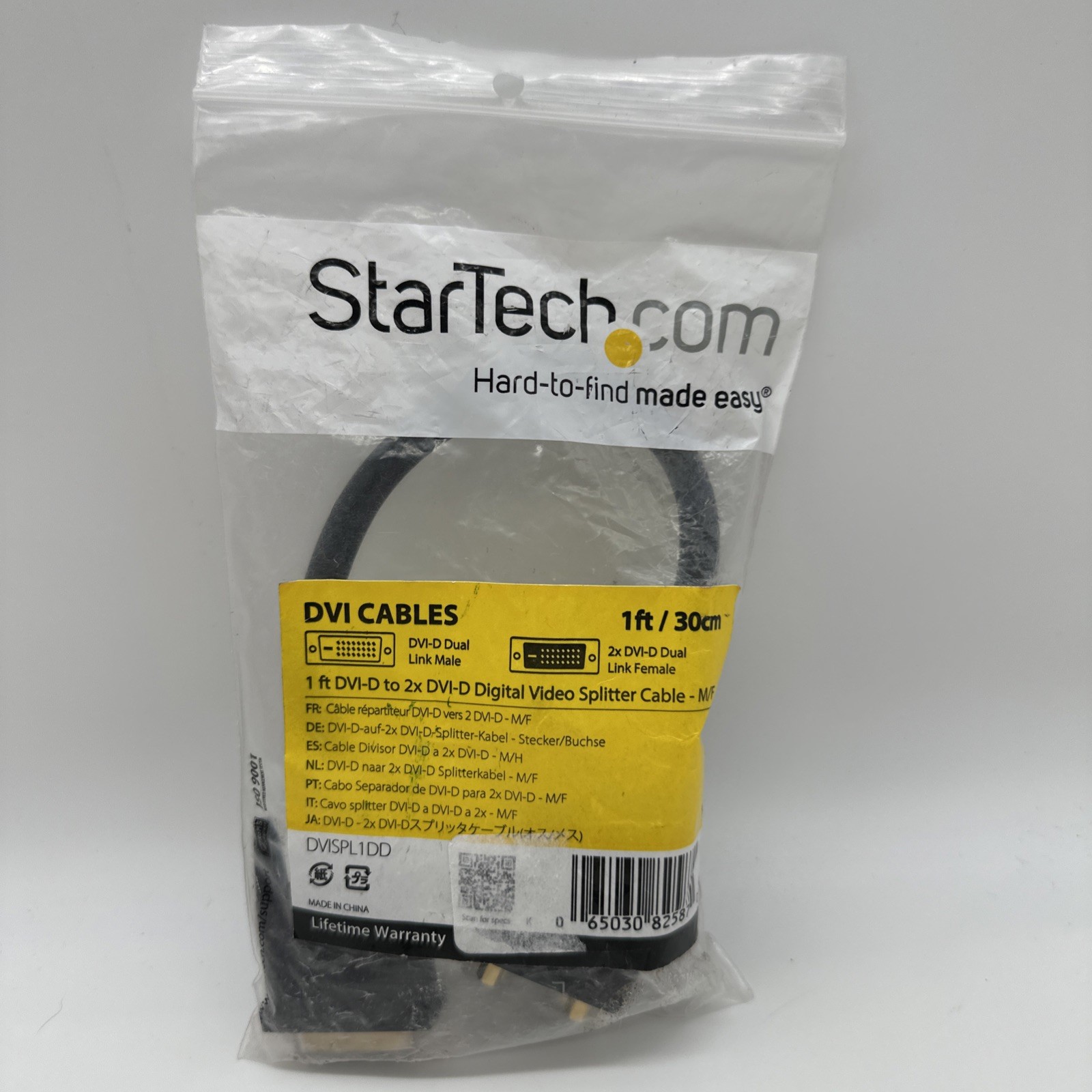 StarTech DVISPL1DD Black 1 ft. DVI-D to 2 x DVI-D Digital Video Splitter Cable