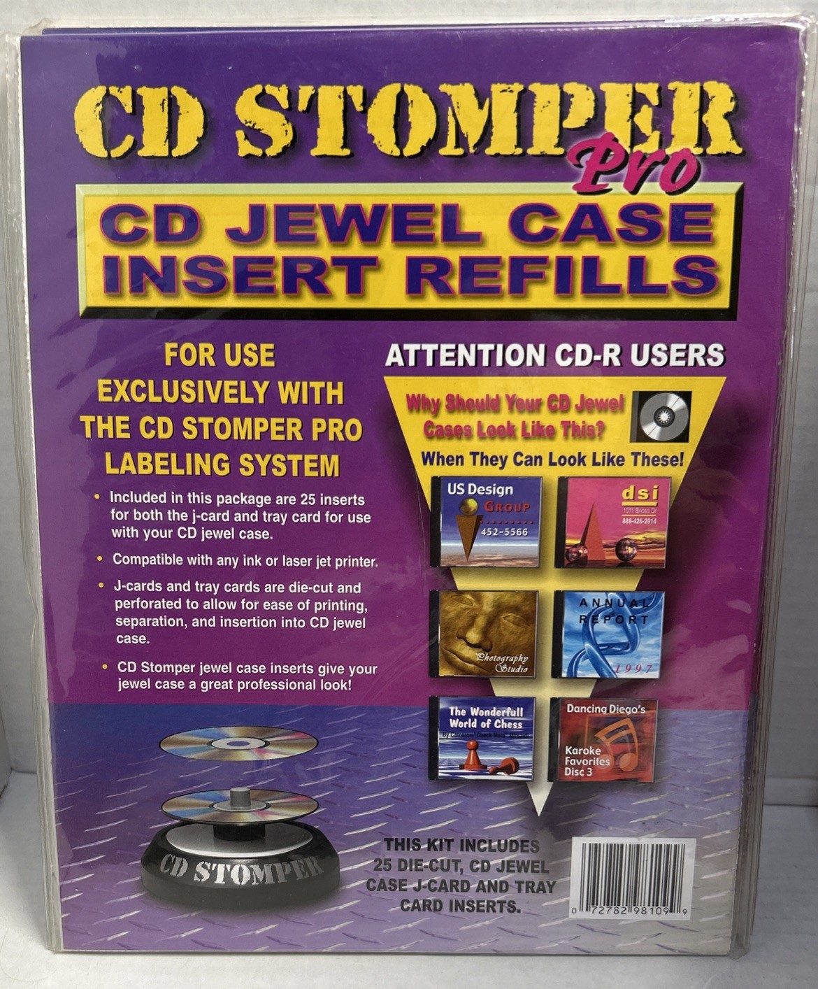 CD Stomper Pro CD Label Design 25 PACK Jewel Case Refills-New & Sealed-Lot Of 2
