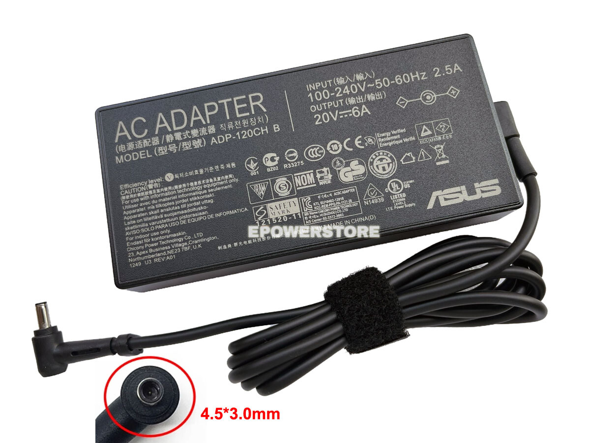 20V 6A 120W AC Adapter Charger For Asus VivoBook Pro 15 K3500PC K3500PH Laptop