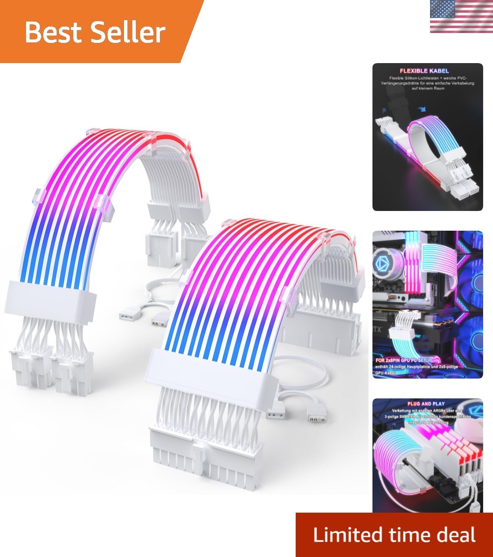 RGB PSU Extension Cables,with 24 ATX/2×8 Pin PCIE