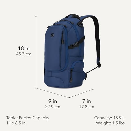 SWISSGEAR CITY PACK BACKPACK, SLIM PROFILE, 15.9L, 18-INCH - NAVY BALLISTIC