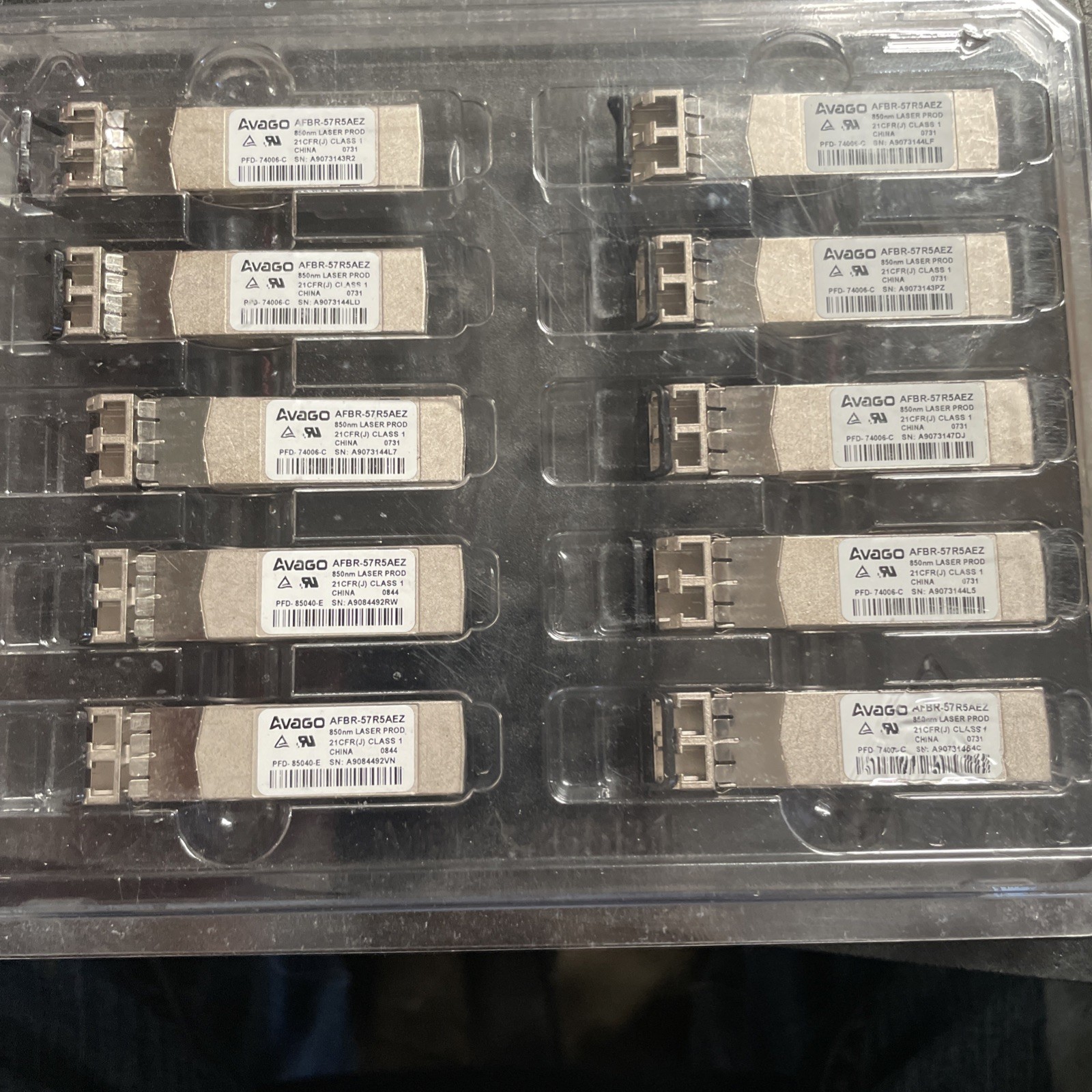 LOT OF 10 Avago AFBR-57R5AEZ 4Gb Fibre Channel SFP Optical Transceiver Module