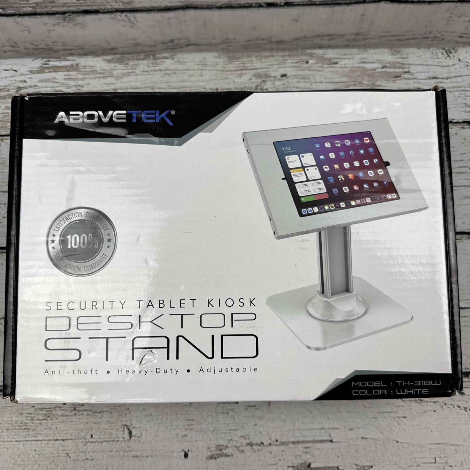 Abovetek Security Tablet Kiosk Desktop Stand, TH-318W White Anti-Theft Heavy