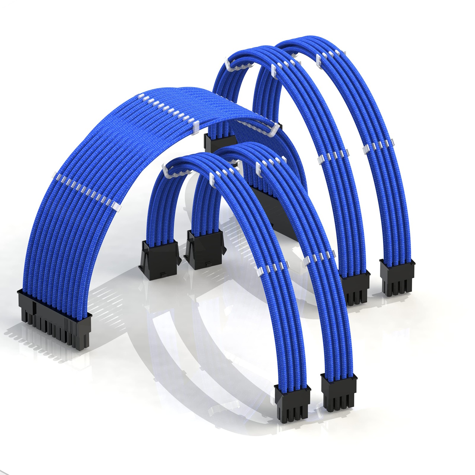 LINKUP ATX 24Pin PSU Extension Cable | Braided Sleeved, 30cm, Blue