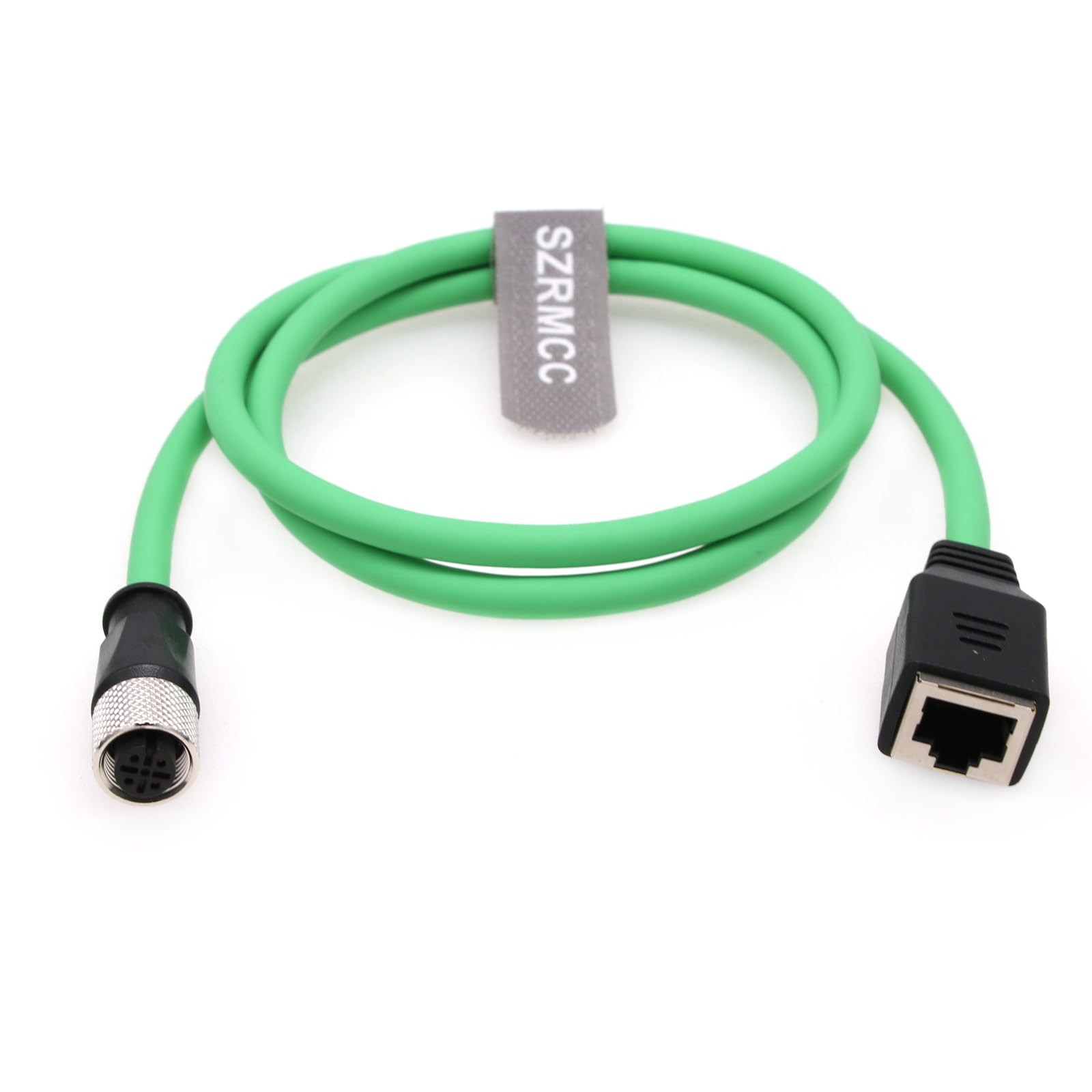 1m M12 D-Code 4-Pin Male to RJ45 Female Connector EtherCAT Cable Green Cat6