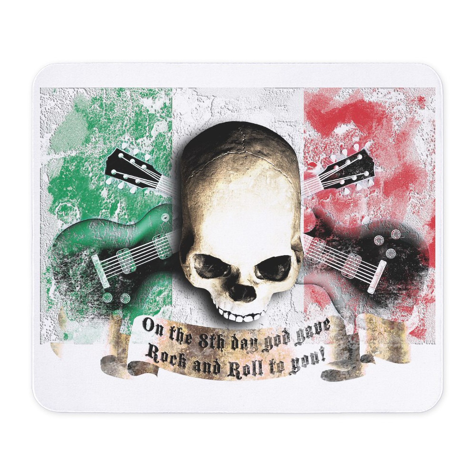CafePress Skull And Flag Italy Rock And Roll E Gui Mousepad  (1197583972)