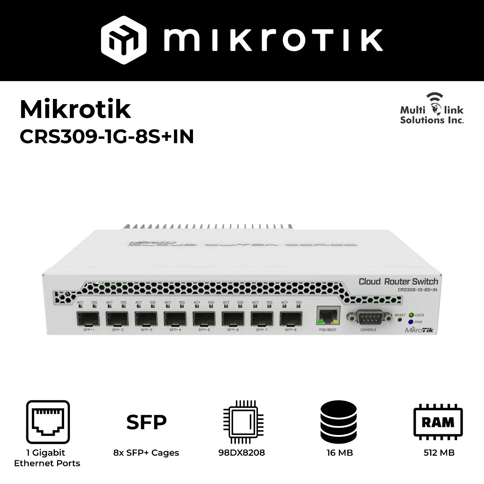 MikroTik CRS309-1G-8S+IN - USED - Working