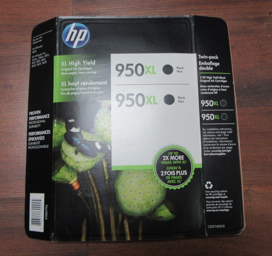Genuine Twin Pack HP 950XL Black Ink OfficeJet NEW EXP JAN 2018