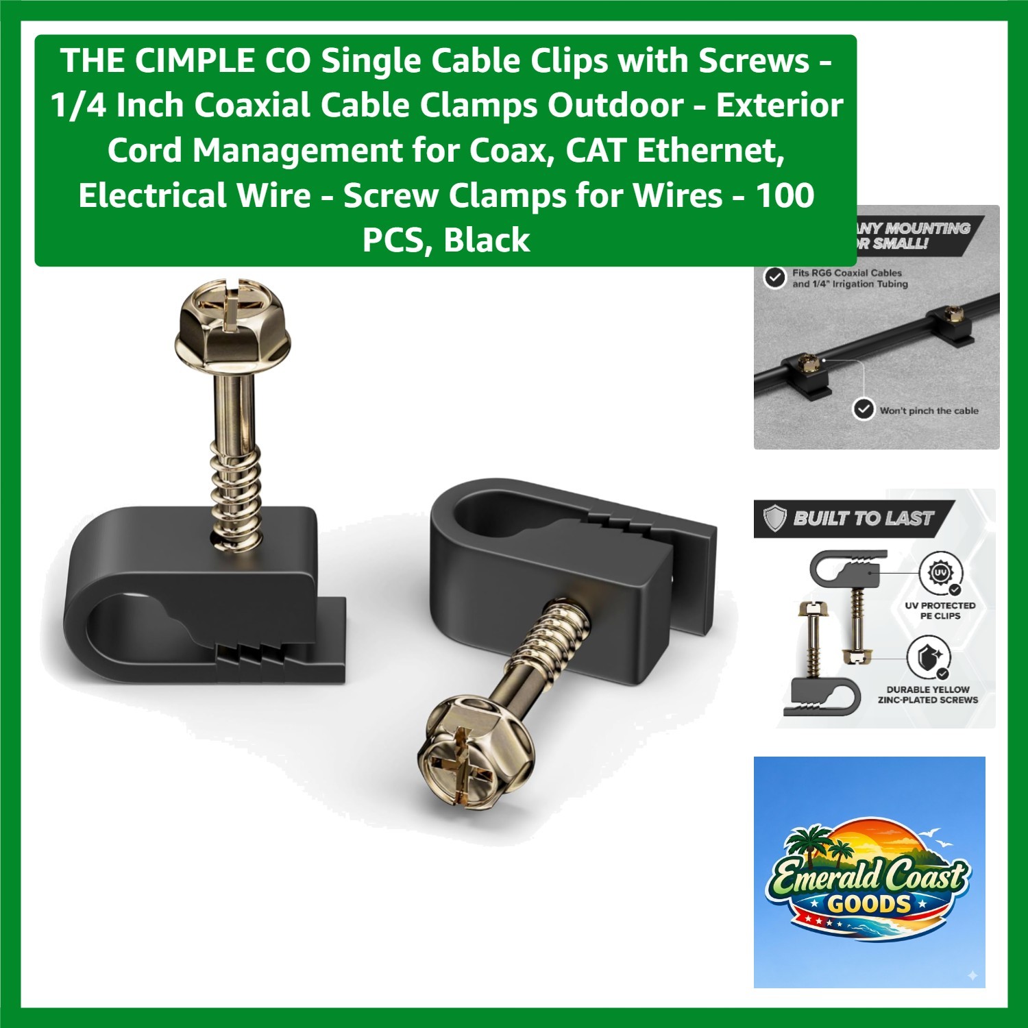 Versatile Cable Clips with Pre-Installed Screws - 100 PCS for Easy Installation