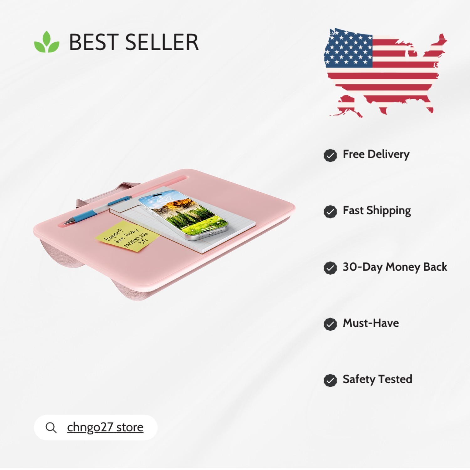 Elegant Portable Lap Desk for 14" Laptops – Built-In Comfort & Organization