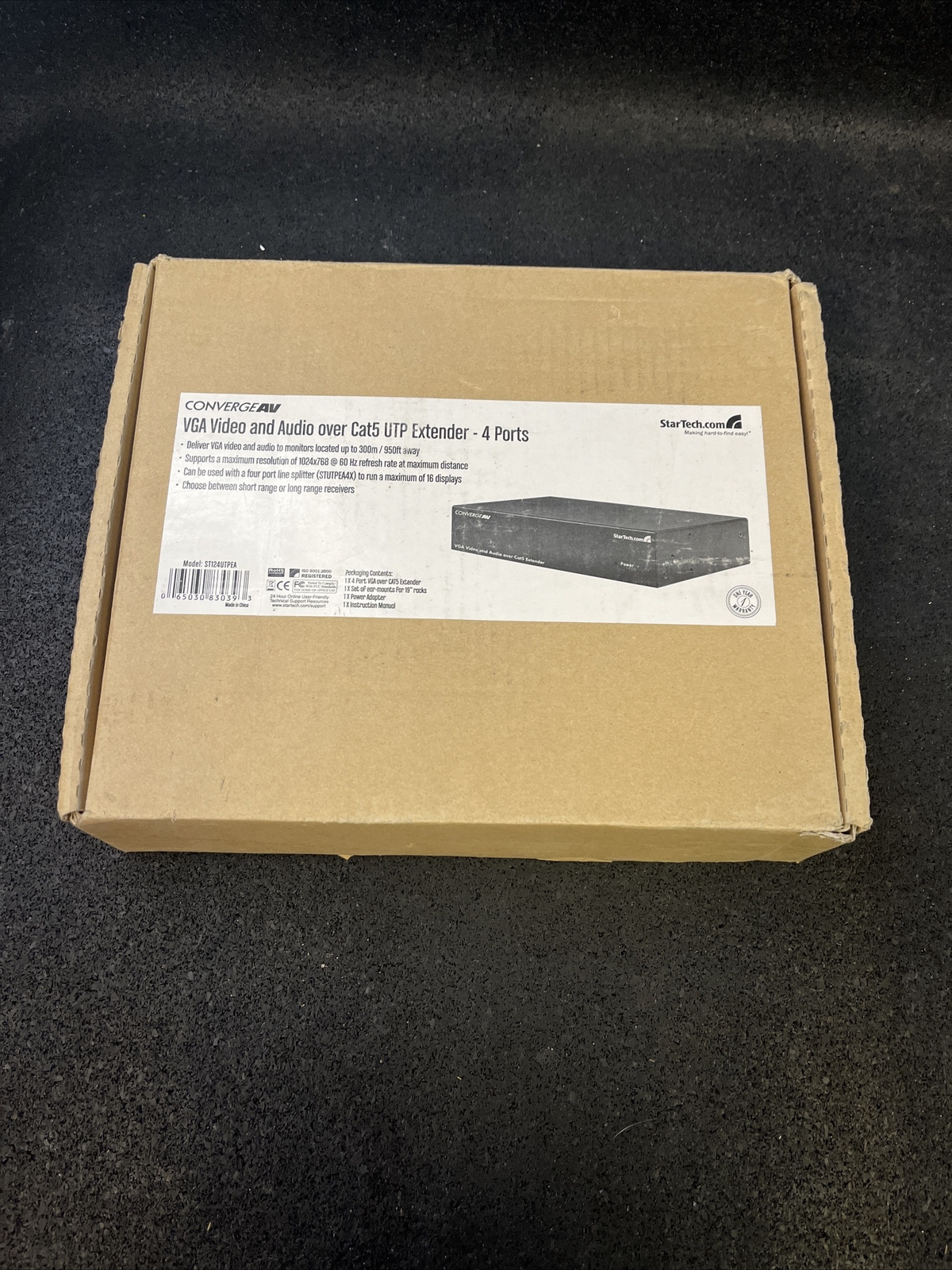 NEW - StarTech ST124UTPEA 4-Port VGA & Audio Over Cat 5 Video Extender w/ PSU