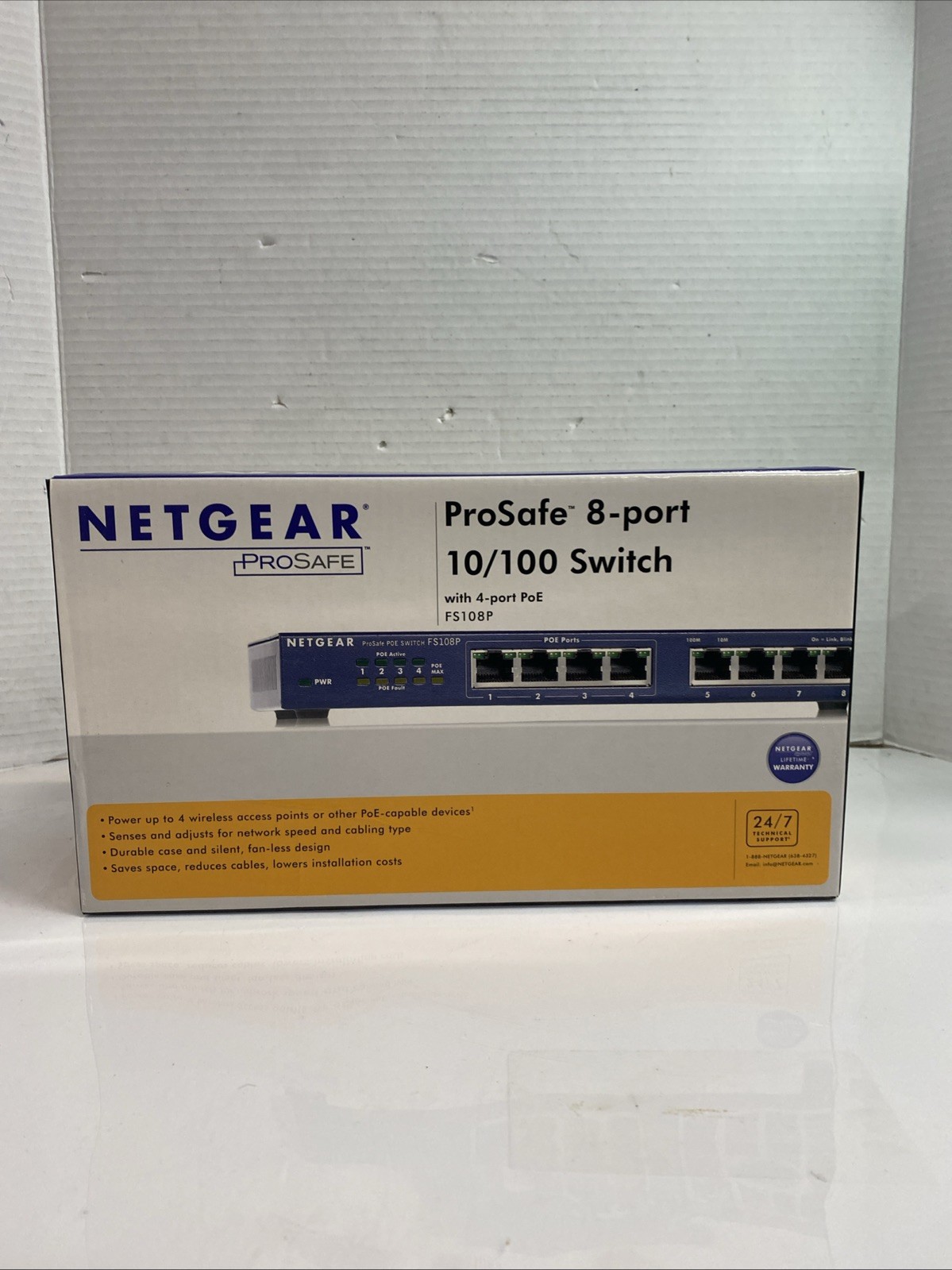 Genuine New Sealed NetGear FS108P ProSafe 8-Ports 10/100 Switchwith 4-Port PoE