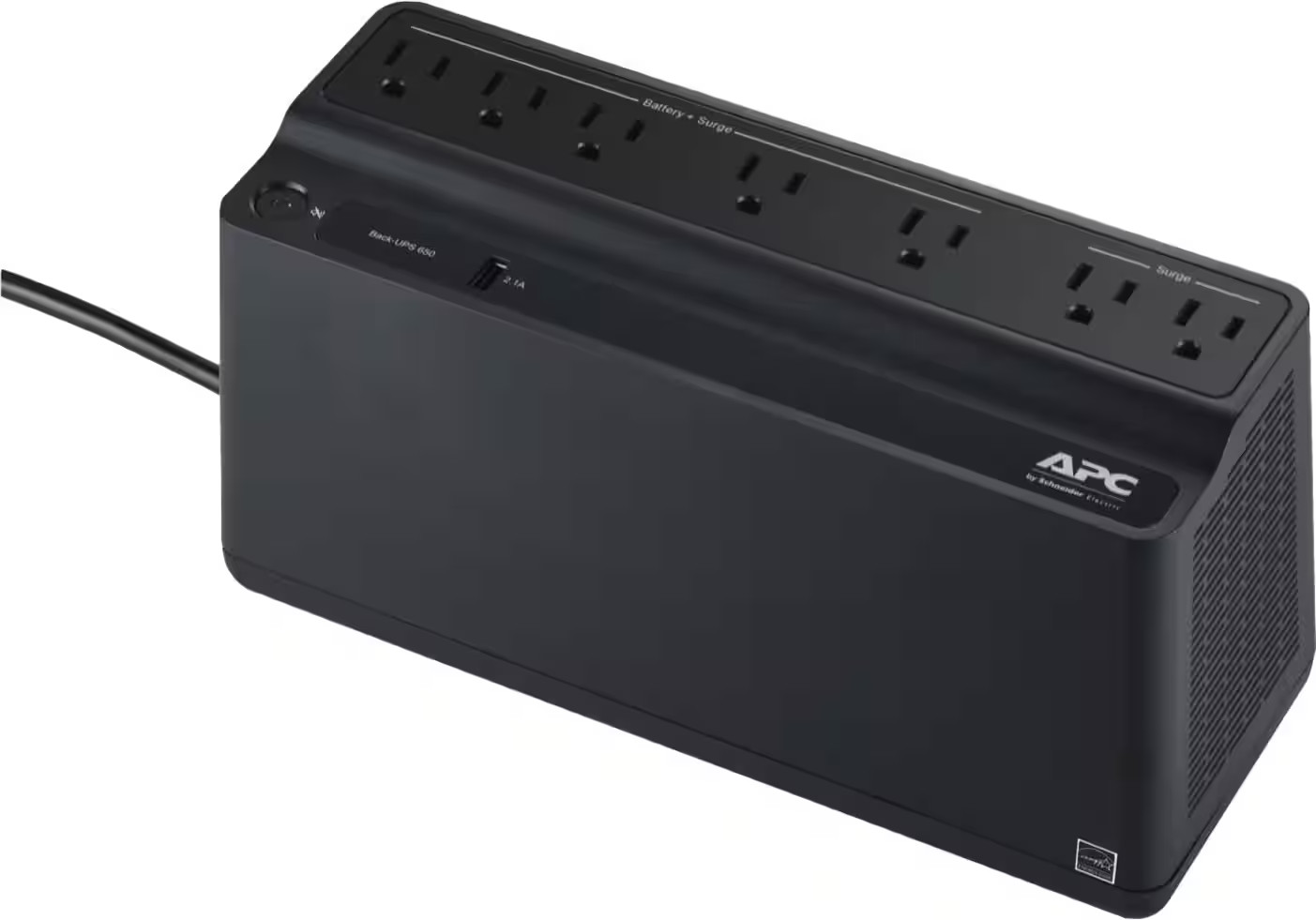 APC - UPS Battery Backup, 650VA/360W, Tower/Wall Mount, 7 Outlets, LED Indica...