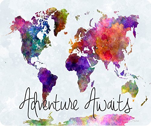 Adventure Awaits Watercolor Map Mouse Pad