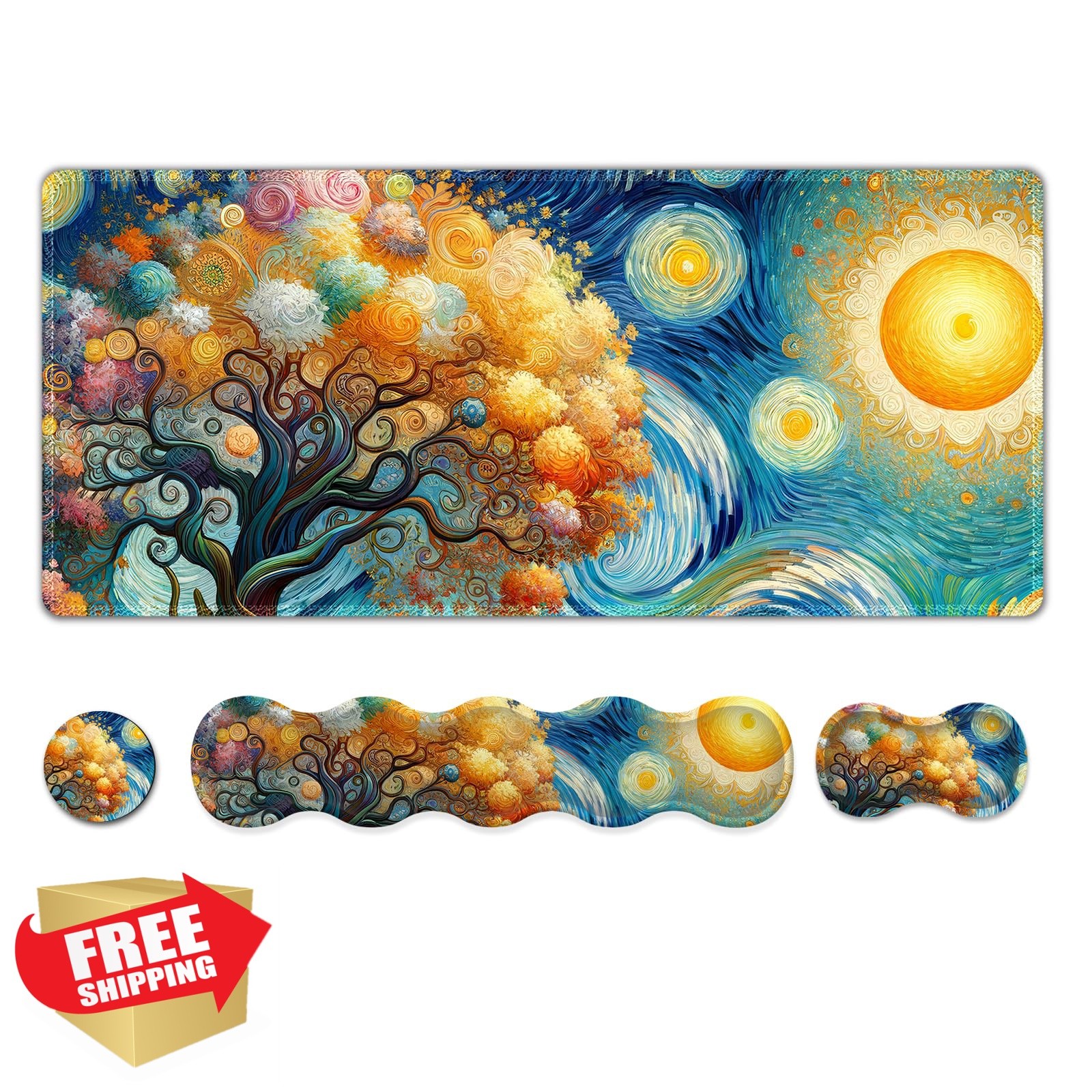 AIMSA Keyboard Mouse Pad Set Starry Sky Tree