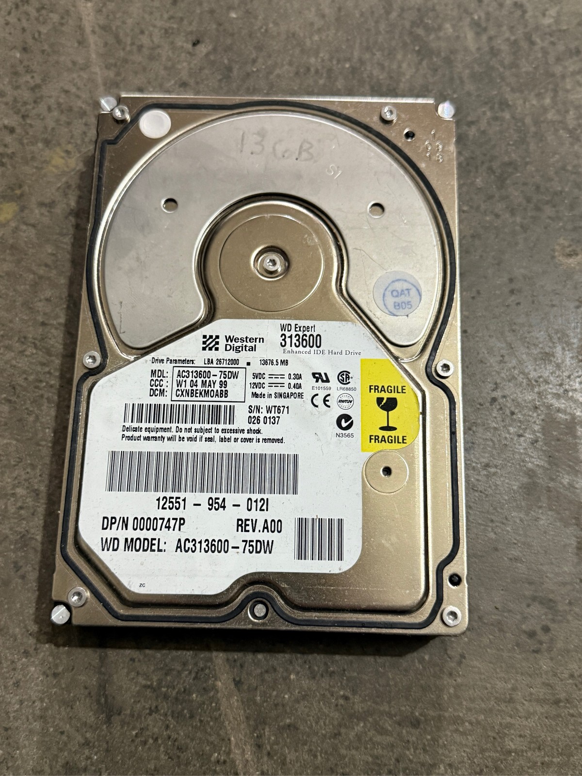 Western Digital 13.6GB 3.5" IDE Hard Drive AC313600-75DW