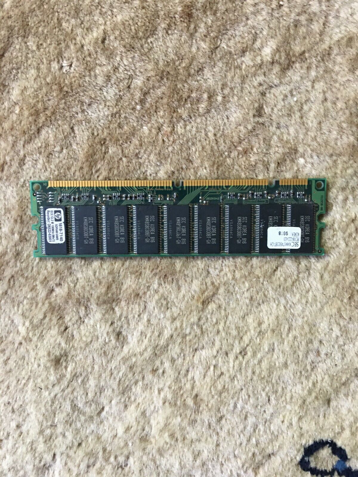 SEC PC100-222-620 HP 1818-7410 SDRAM 64MB ECC CL2 100MHz 8Mx72 Laptop Memory RAM