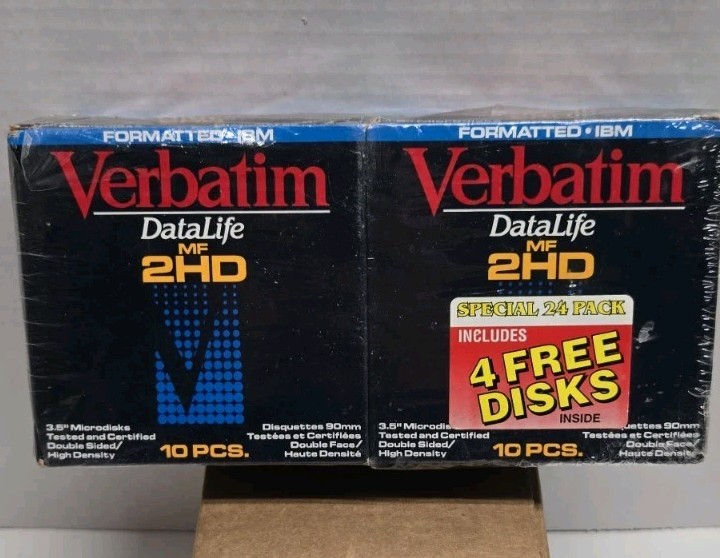 Verbatim DataLife MF-2HD, Double-Sided/High-Density 3.5” Microdisks 24 Diskettes
