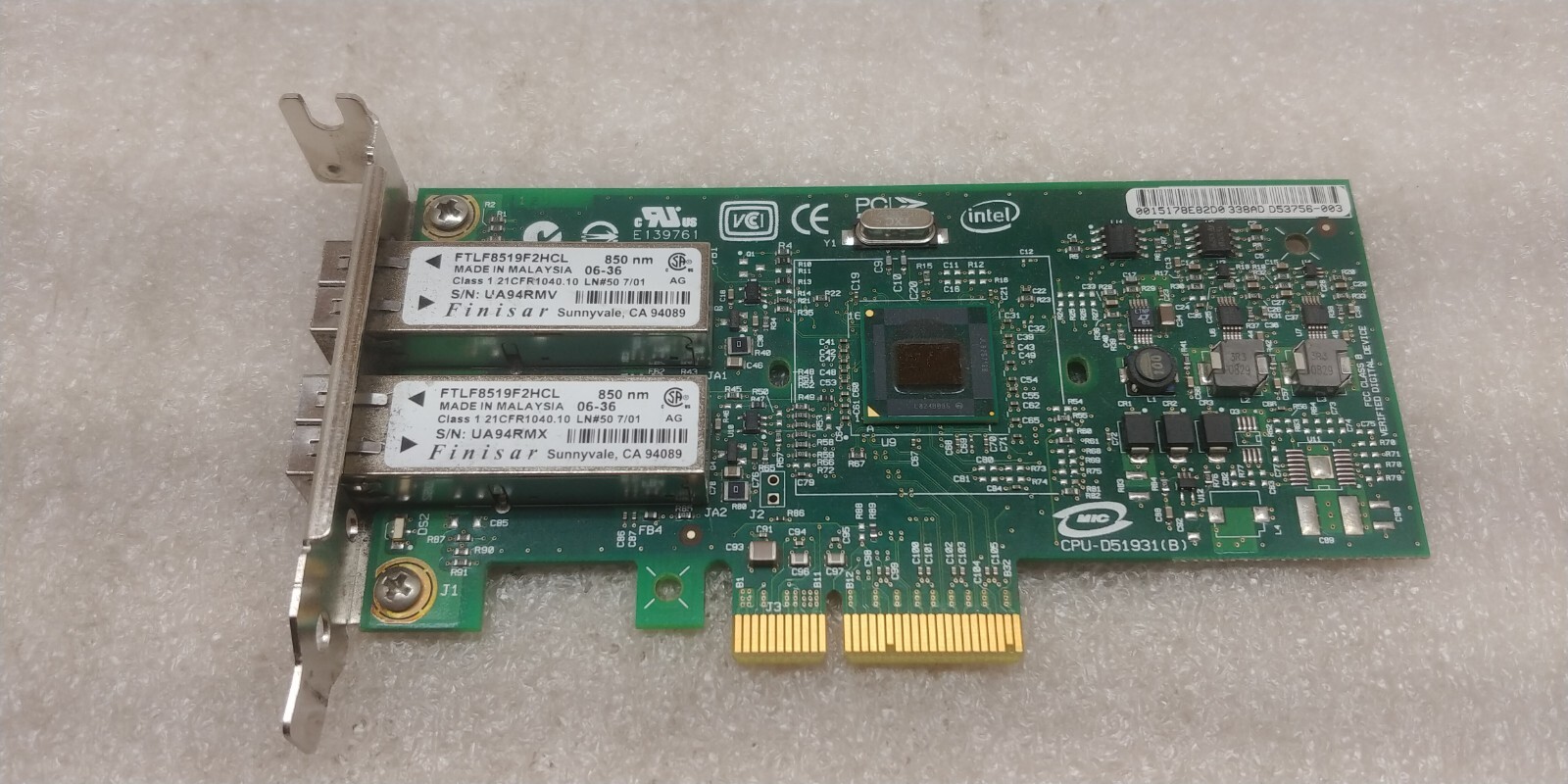 Intel PRO/1000 PF Dual Port NIC Finisar CPU-D51931(B)  & HANDLING