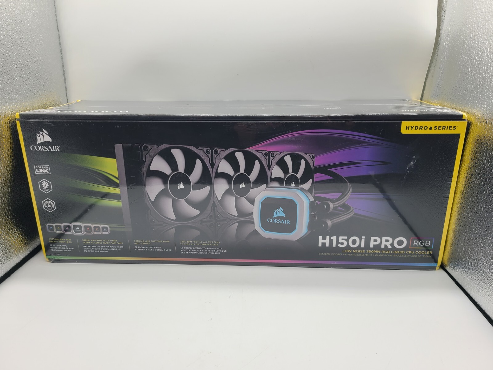 Corsair CW-9060031-WW Hydro Series H150i Pro RGB 360mm Liquid CPU Cooler, NEW