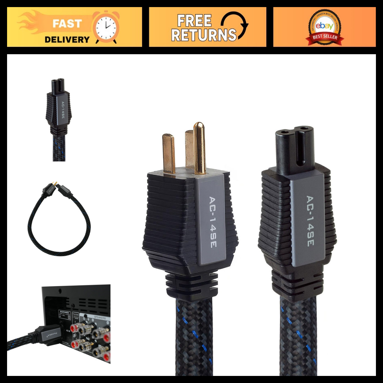 High-Performance 1M Power Cable for Audio Systems - AC-14SE MKII C7 Connector