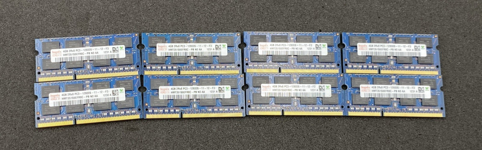LOT OF 8 HYNIX 4GB PC3-12800S DDR3-1600MHz 2Rx8 SODIMM 11-12-F3 HMT351S6EFR8C-PB