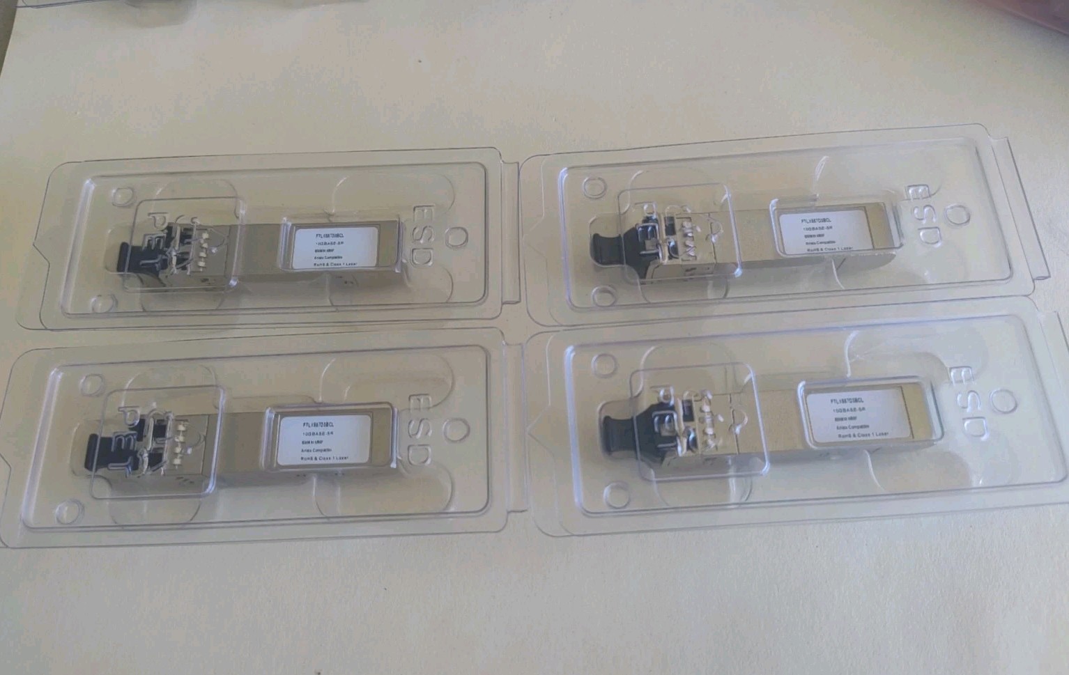  Finisar FTLX867D3BCL – 10GBASE-SR, SFP+, 850nm, MMF (LOT of 4) NEW Open Box