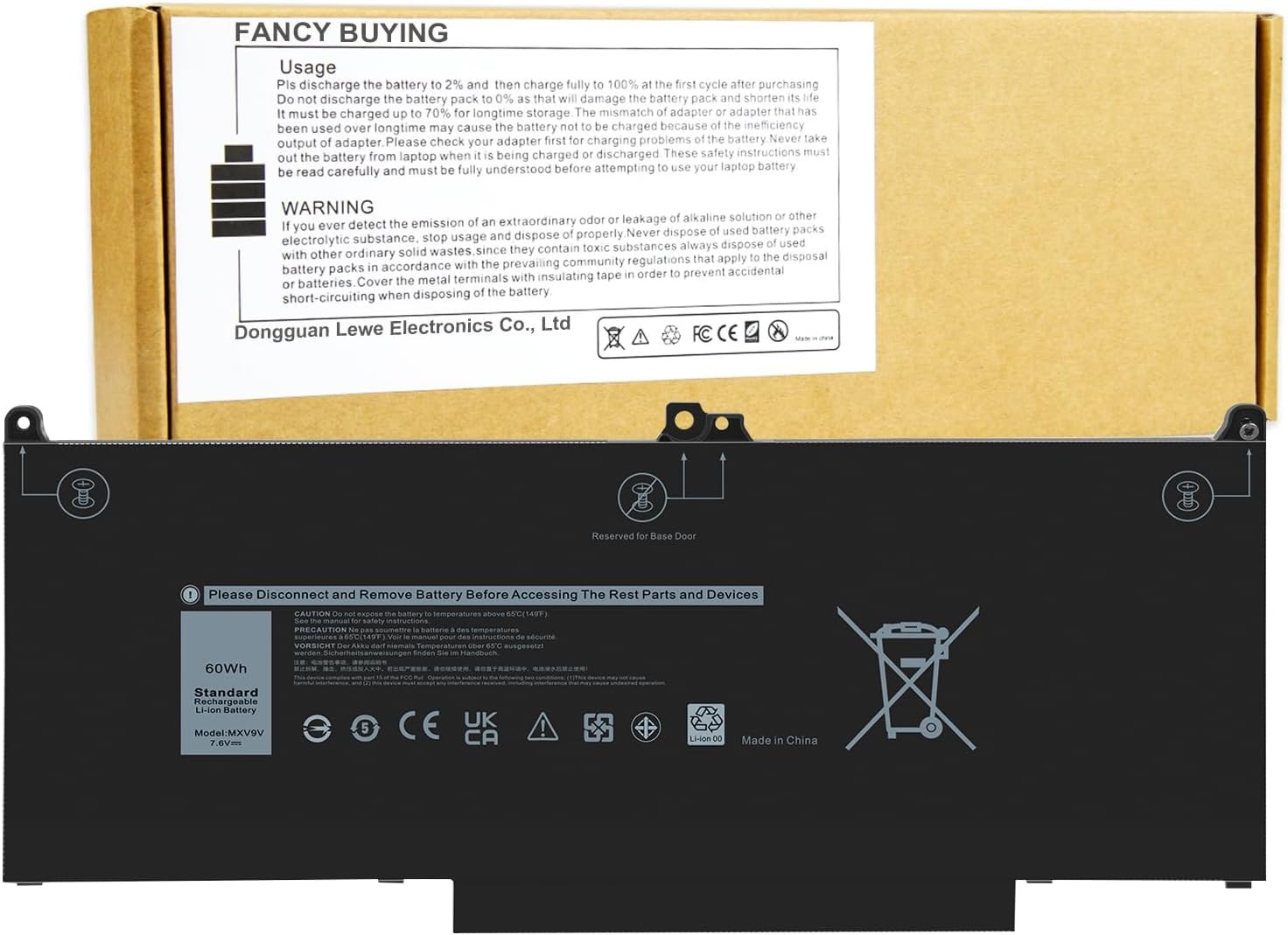 60Wh MXV9V Laptop Battery Replacement for Dell Latitude E7400 E7300 5300 5310