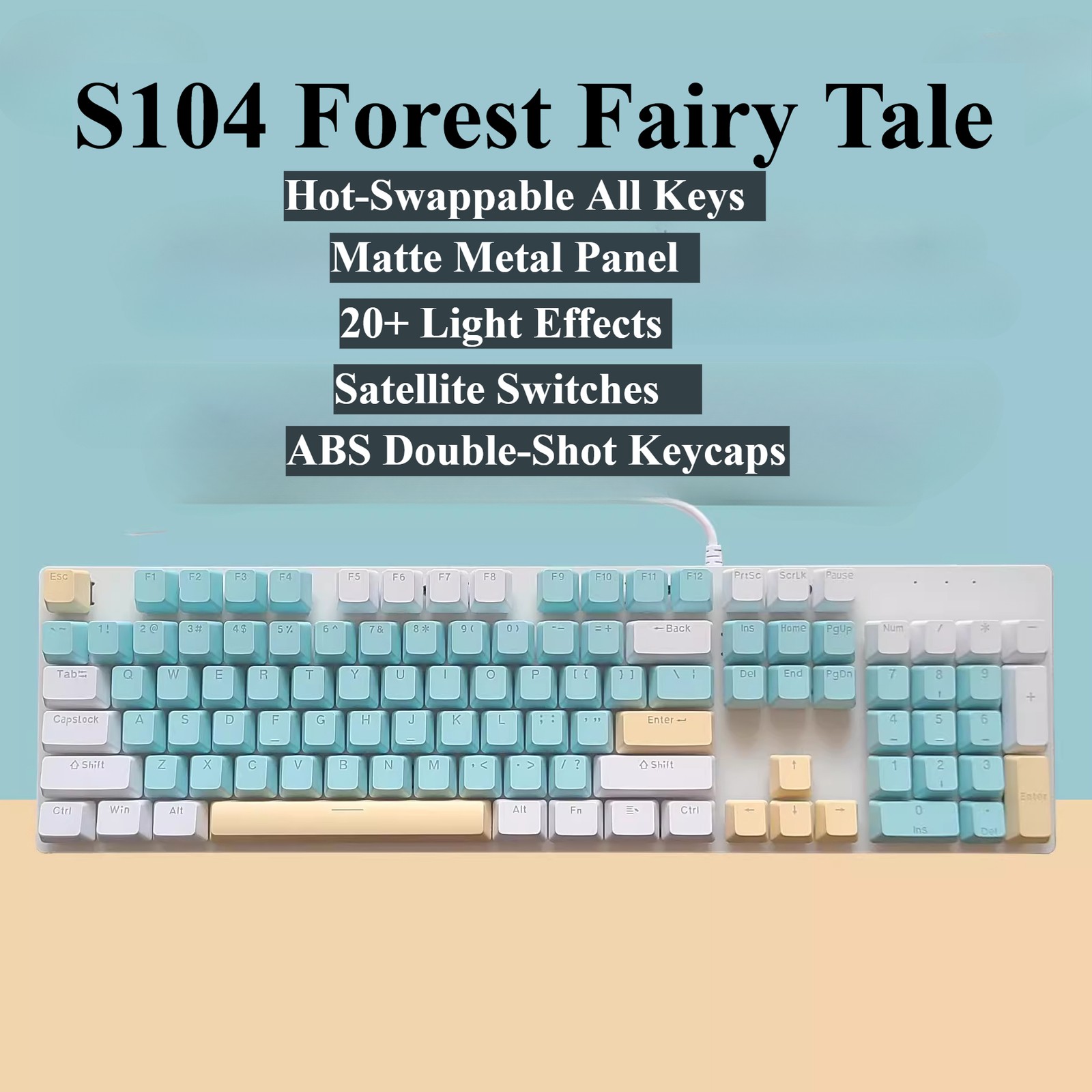 S104 Wired Mechanical Gaming Keyboard - High-End Style Blue/Red/Brown Switches