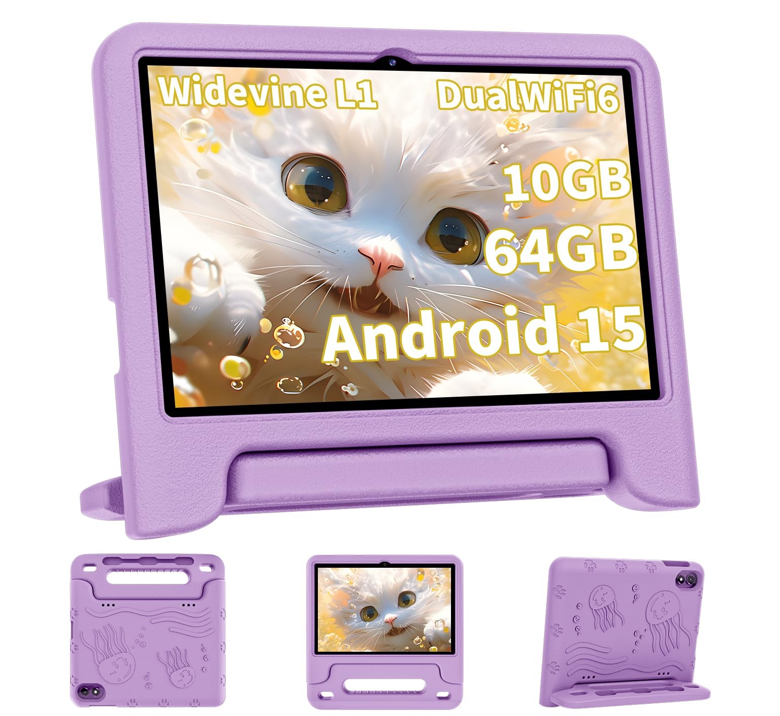 2026 Upgraded Android 15 Tablet, 10inch Kids Tablet, Octa-core CPU, 10GB+64GB...