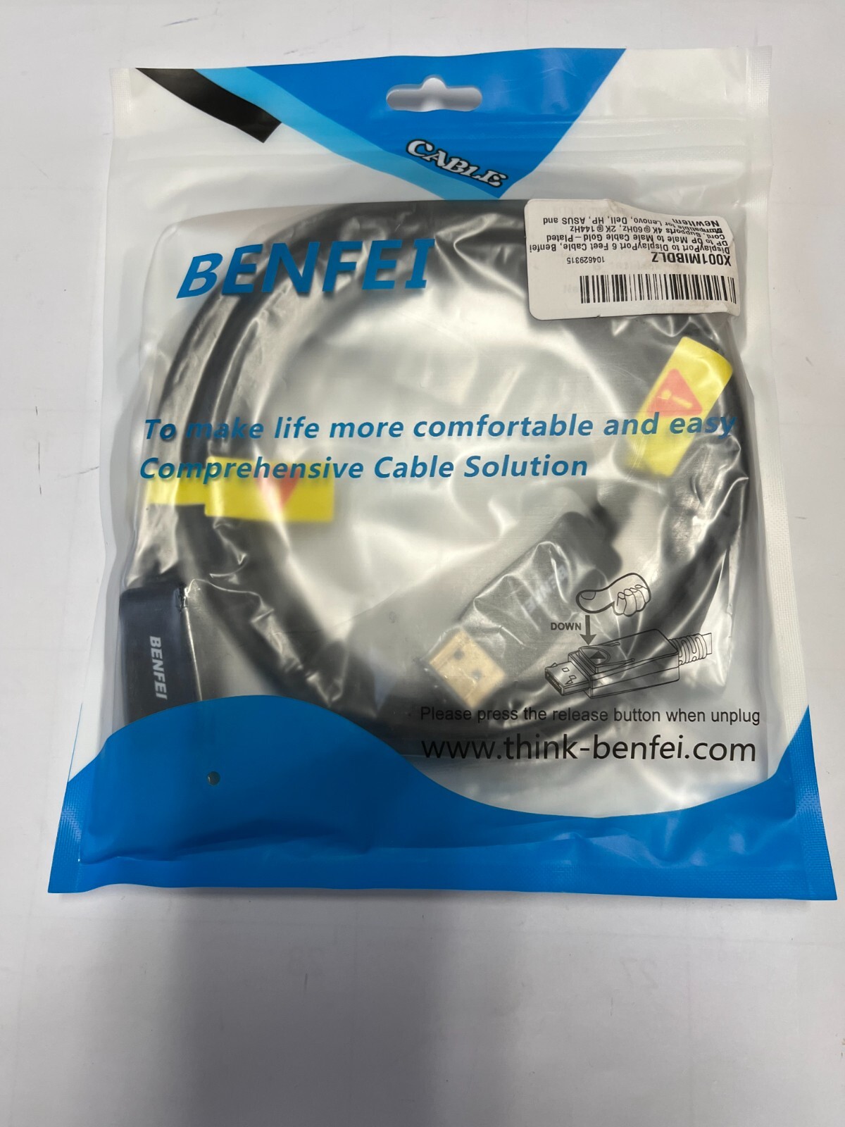 Brand New Benfei Display Port to Display Port Cable 6 Ft