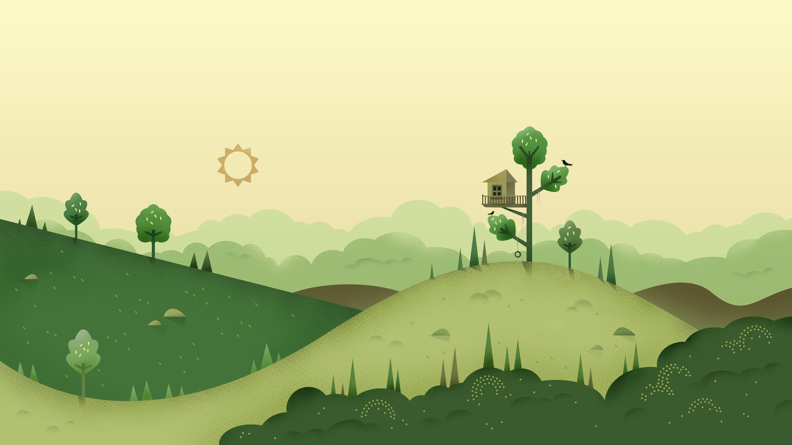 Landscape  art minimalism trees Custom Gaming Mat Desk