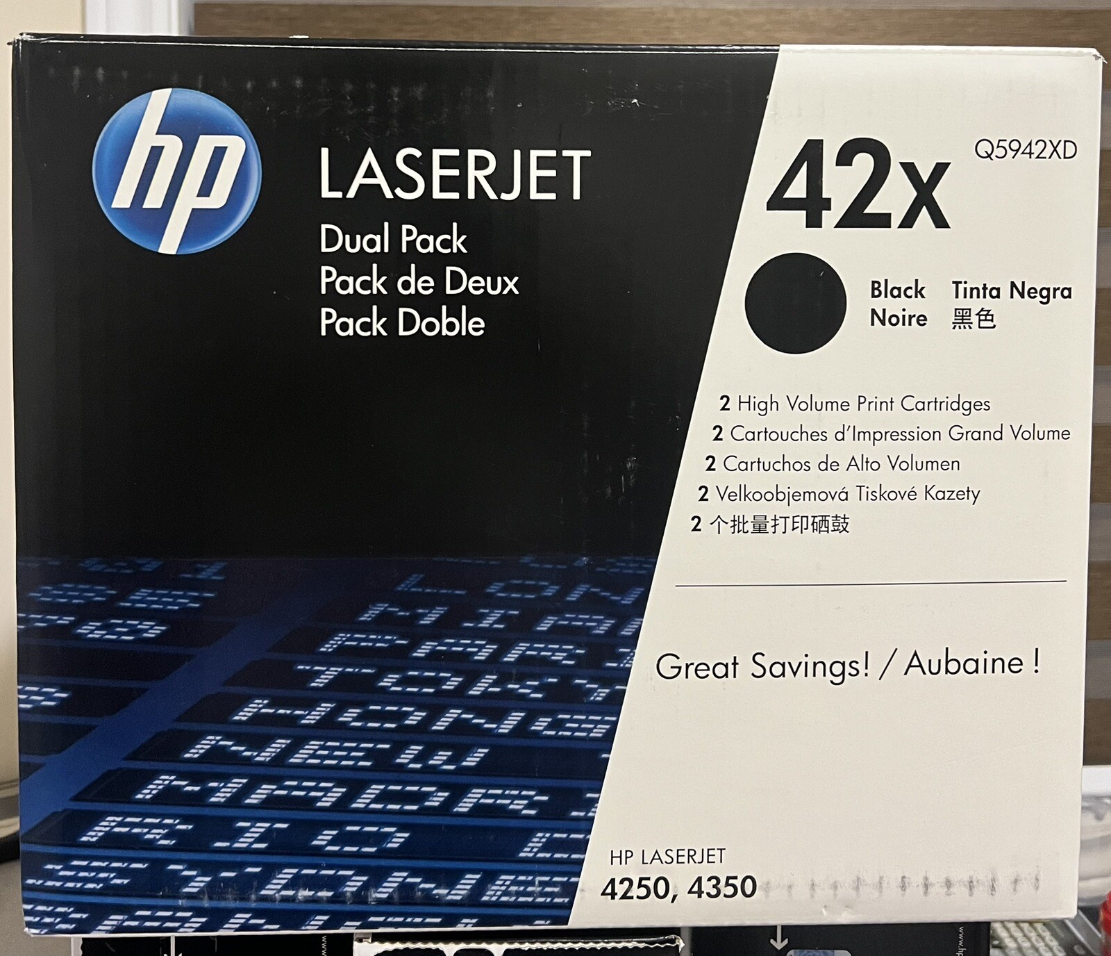 HP 42X DUAL PACK Q5942XD High Yield Black Open Box Sealed Toners