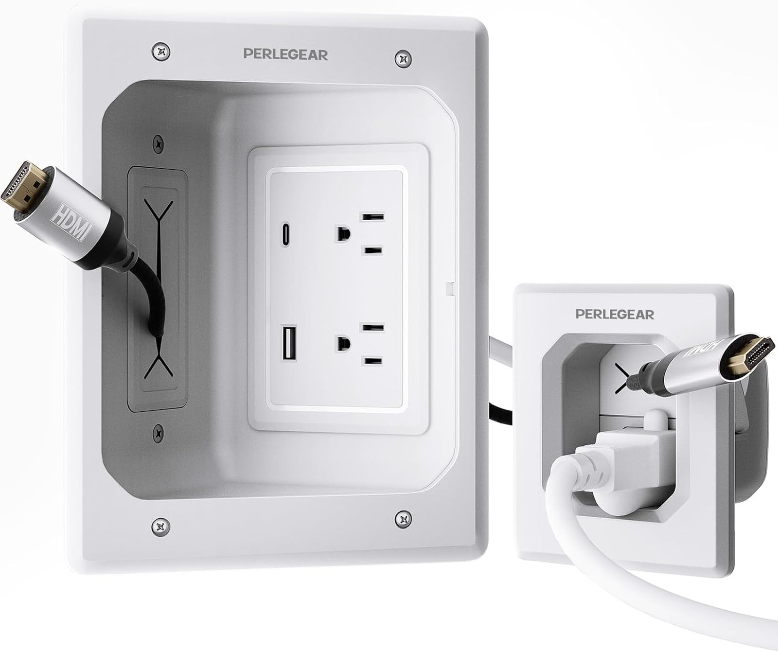 In Wall Cable Management Kit with USB C and USB Ports, 6 Inch Power Cables