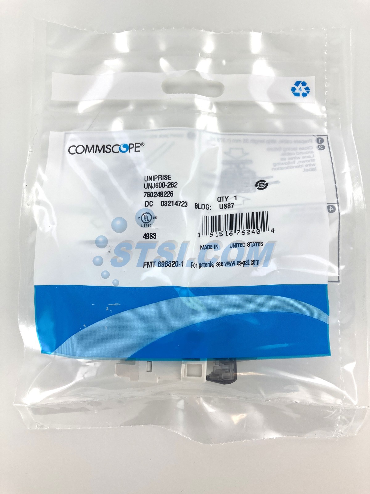Commscope/Uniprise Cat6 M-Series Modular Jack, White UNJ600-262 ~STSI