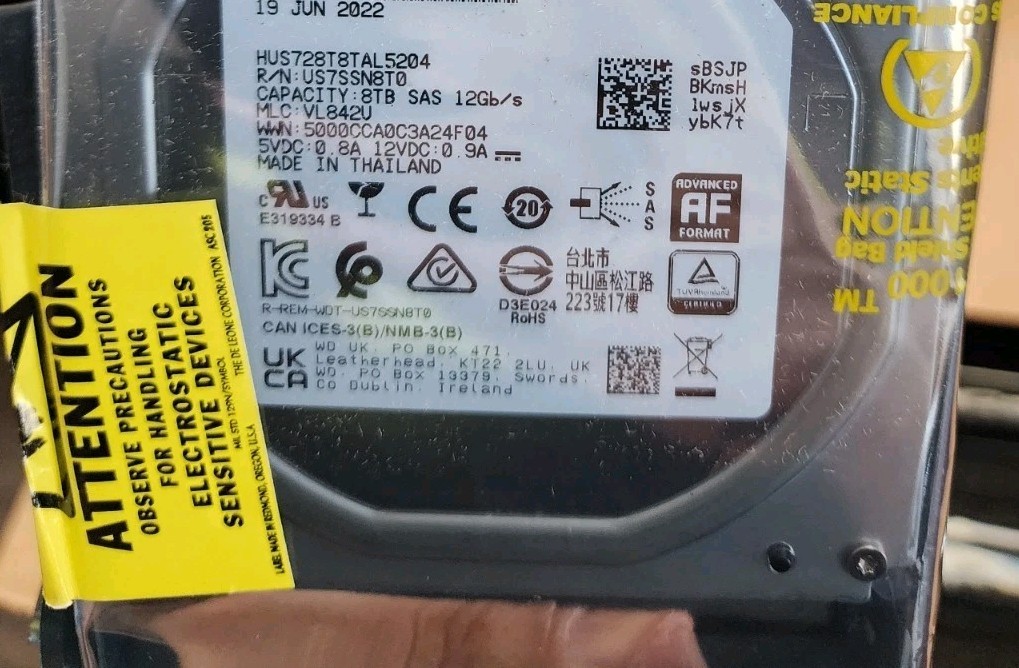 NetApp E-X4128A  8TB SAS P12 Disk Drive - 12Gbps - HUS728T8TAL5204 - 0B36443