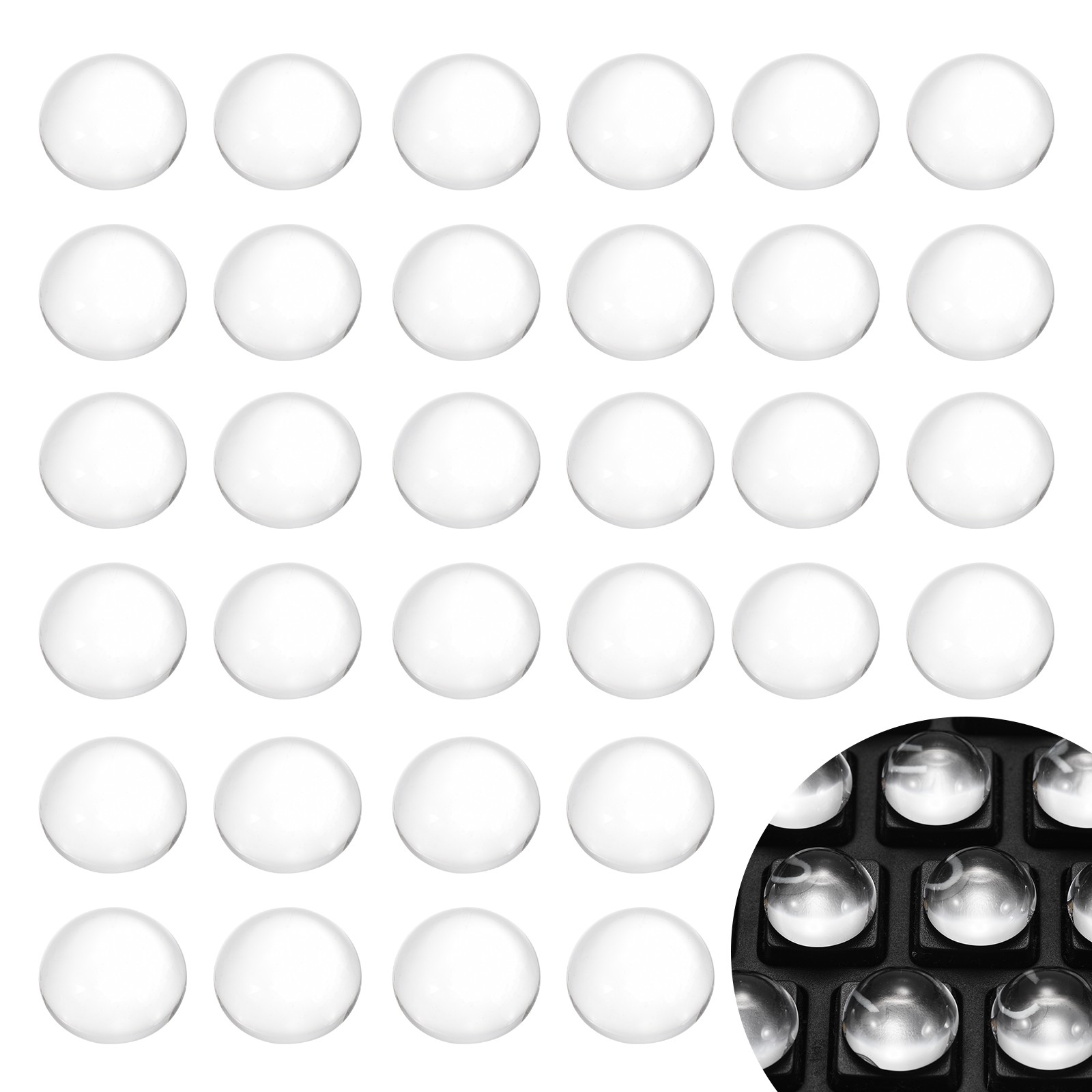 64Pcs Glass Nail Art Typing Sticker Adhesive Keyboard Cover, Clear
