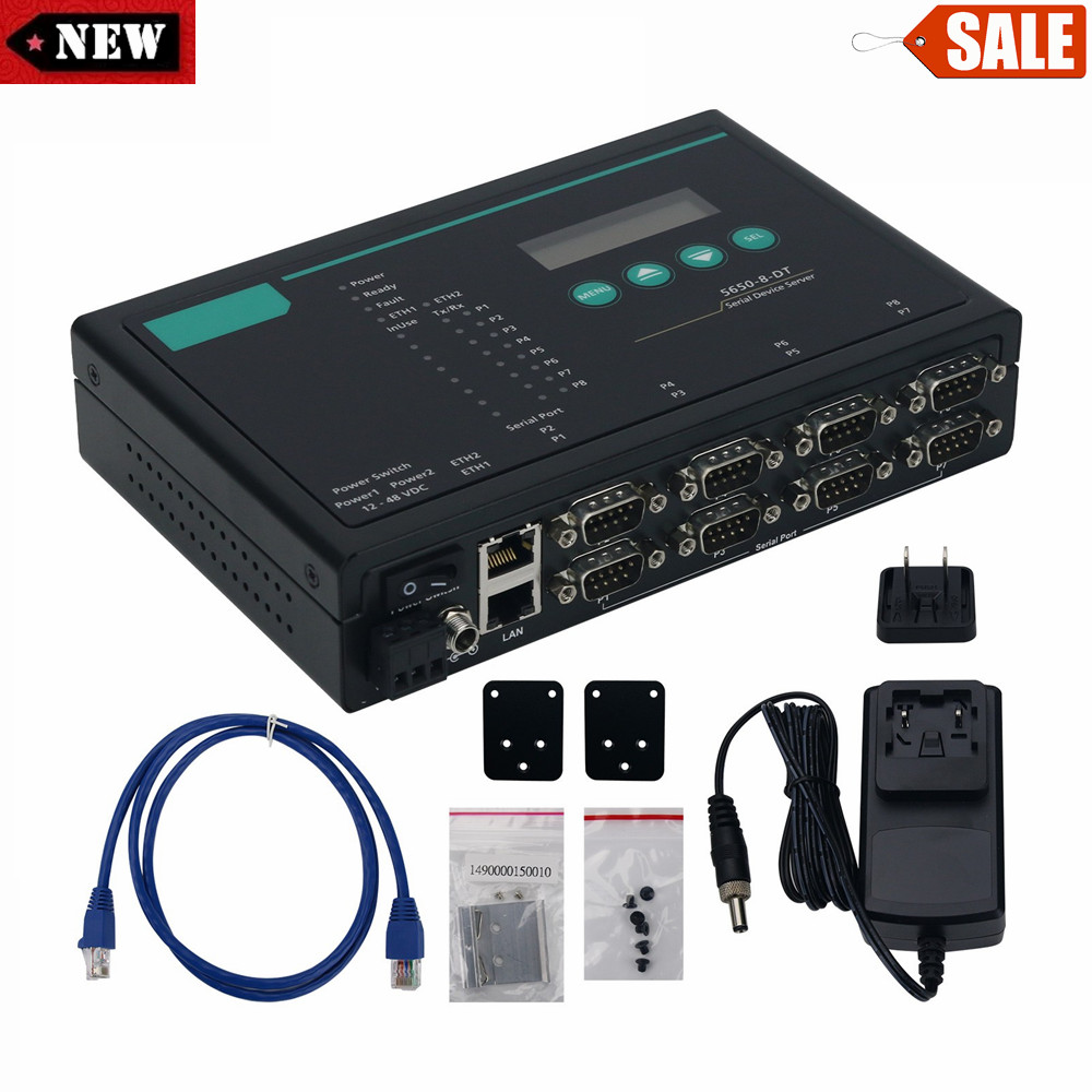 MOXA NPort 5650-8-DT 8-Port Server Support Wall-mount Guide-rail Installation